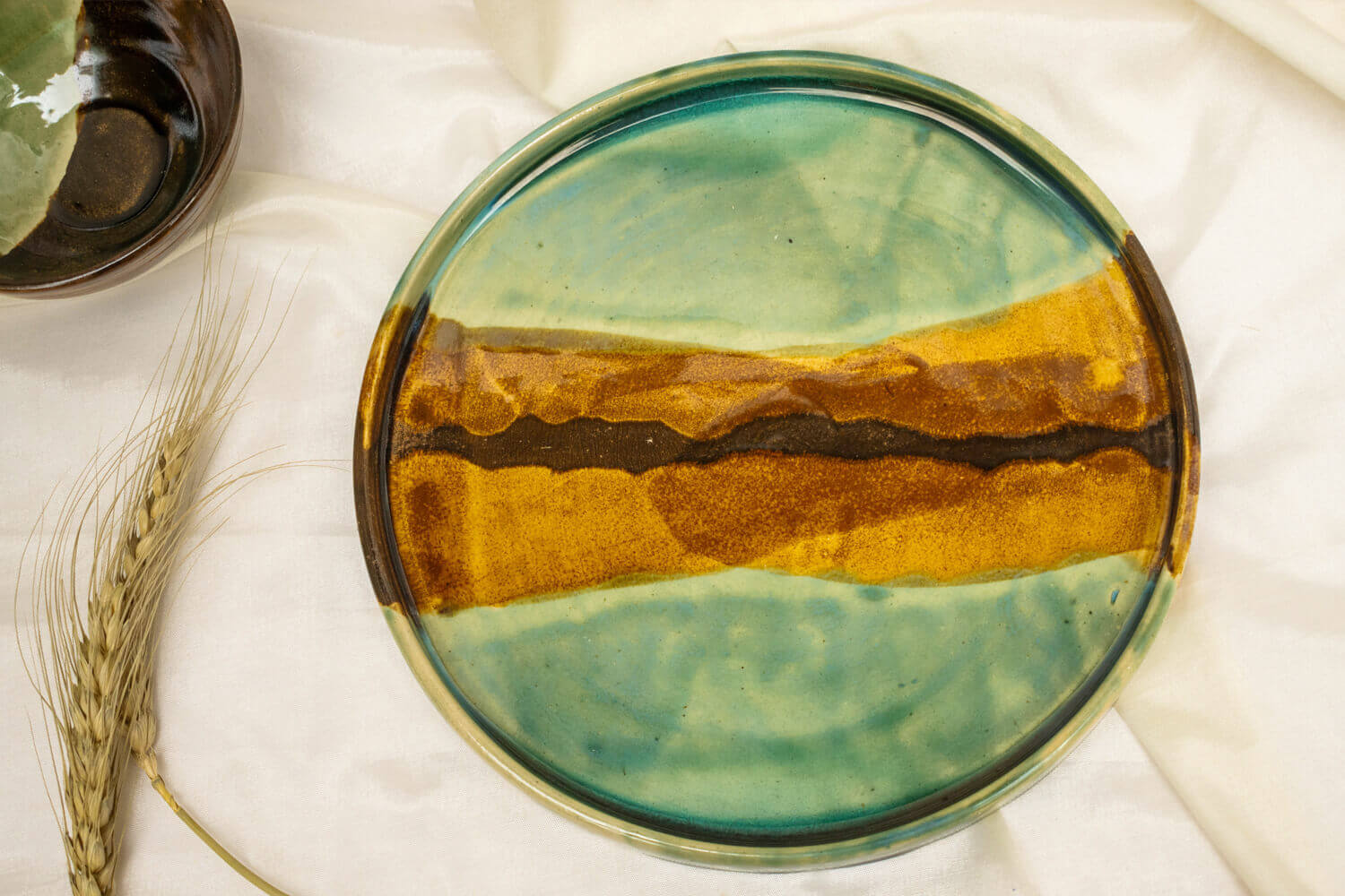 Studio Pottery Green Ceramic Plate | Earthan