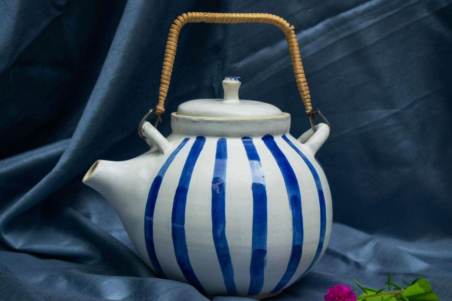 Cute Wheelthrown Pottery Teapot Stripy Tea Pot Ceramic Small 